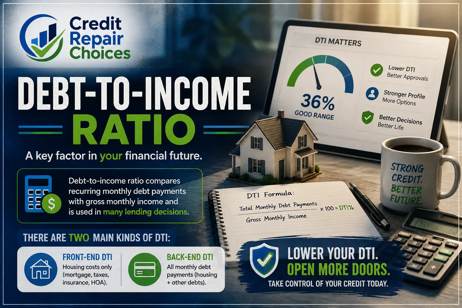 What debt-to-income ratio measures.
