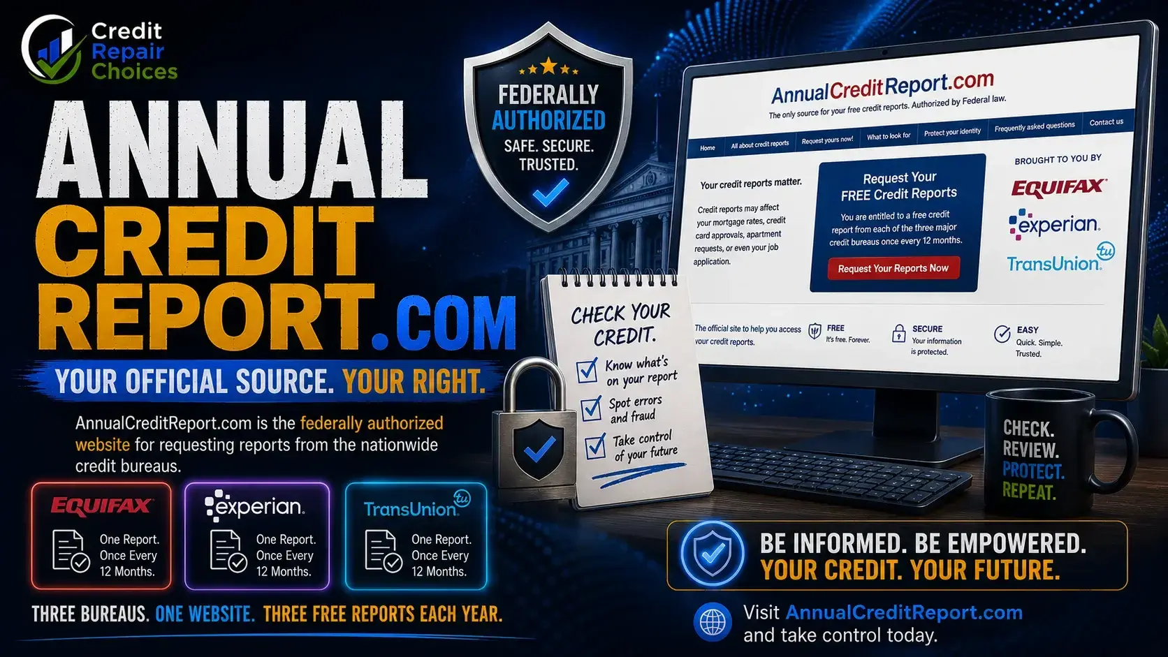 Where to request the credit reports authorized by federal law.
