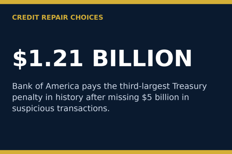 Graphic: $1.21 billion — Bank of America penalty, third-largest in Treasury history, Credit Repair Choices